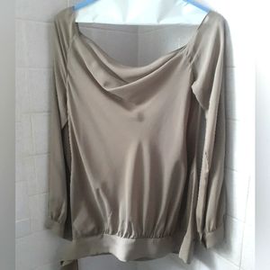 Luxe by Arden B. Asymetrical Shoulder Long Sleeve Silk Blouse